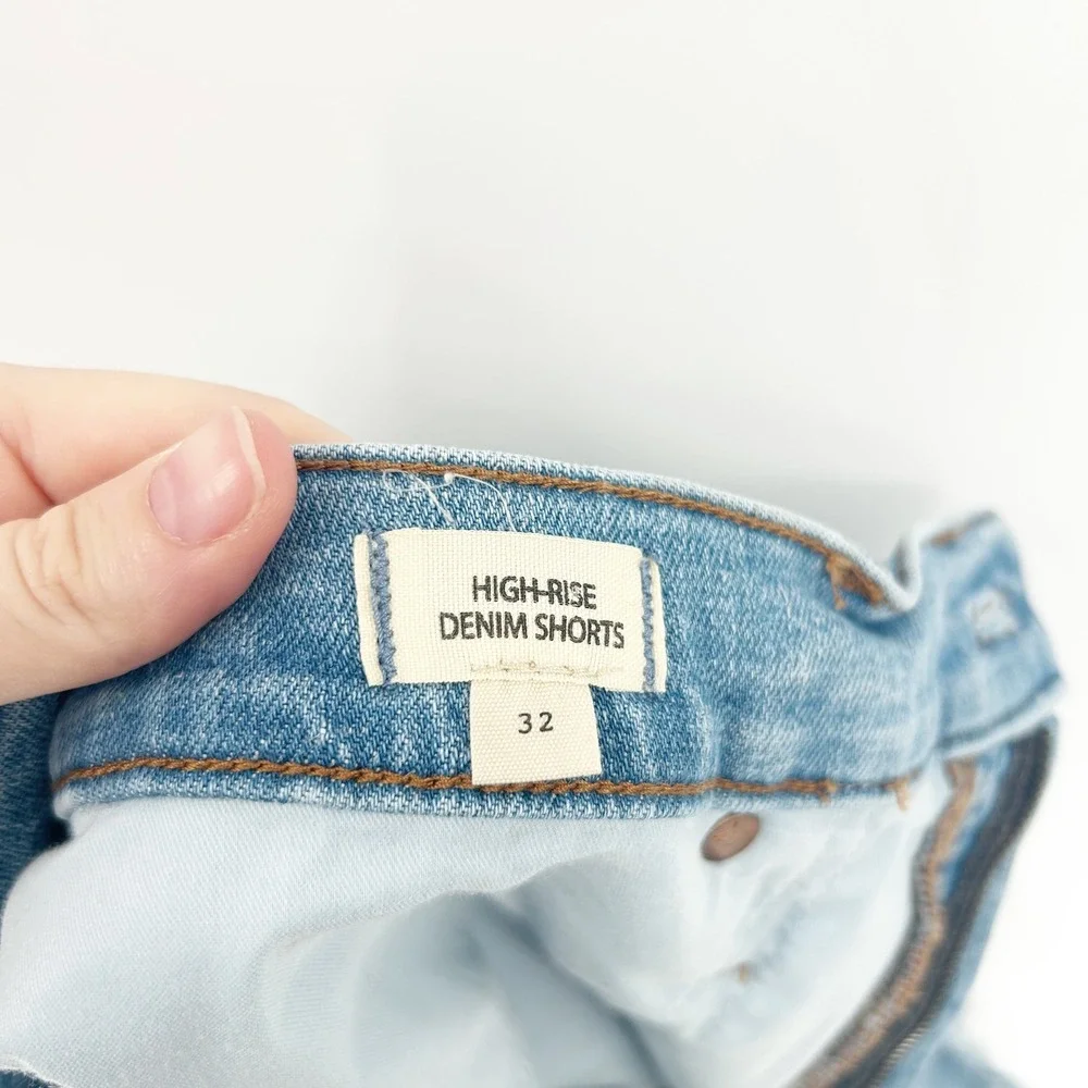 Madewell Womens High Rise Distressed Denim‎ Cutoff Jean Shorts Size 32 Blue